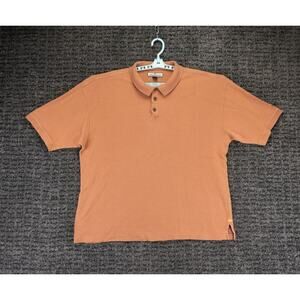 Tommy Bahama Polo Shirt Mens 2XL Peach Silk Blend Beach Casual Preppy Golf